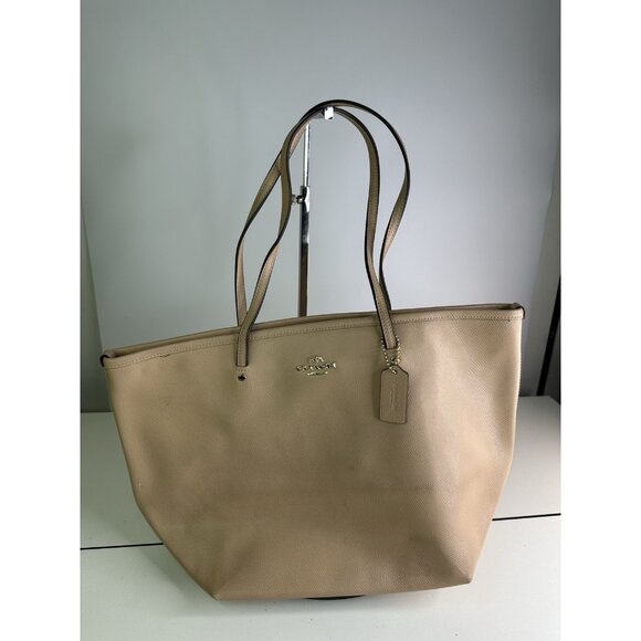 Coach Beige Brown Tote Bag 16in x 15in x 5.5in Used Pre-Owned - Picture 1 of 10